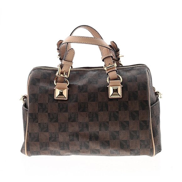 Michael Kors MK Hamilton Black Genuine Leather Crossbody  Michael Kors Brown and Black Signature Leather Satchel with Chain Shoulder Strap